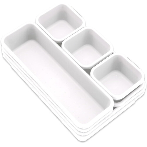 8pcs Interlocking Drawer Organiser Plastic Storage Trays Dividers , White on OnBuy