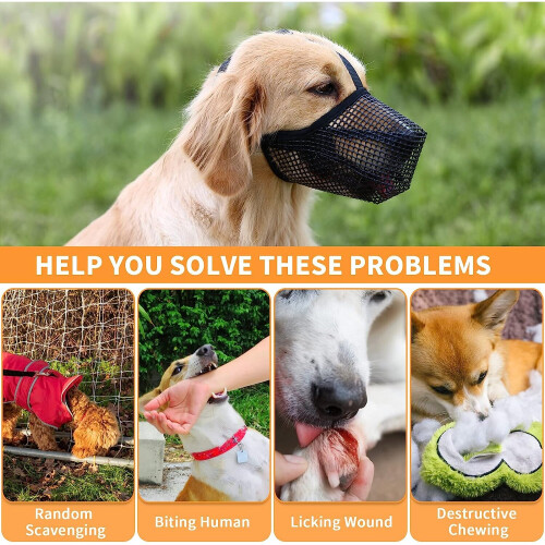 Dog Muzzle, Soft Mesh Dog Muzzle with Adjustable Strap (Small) 2