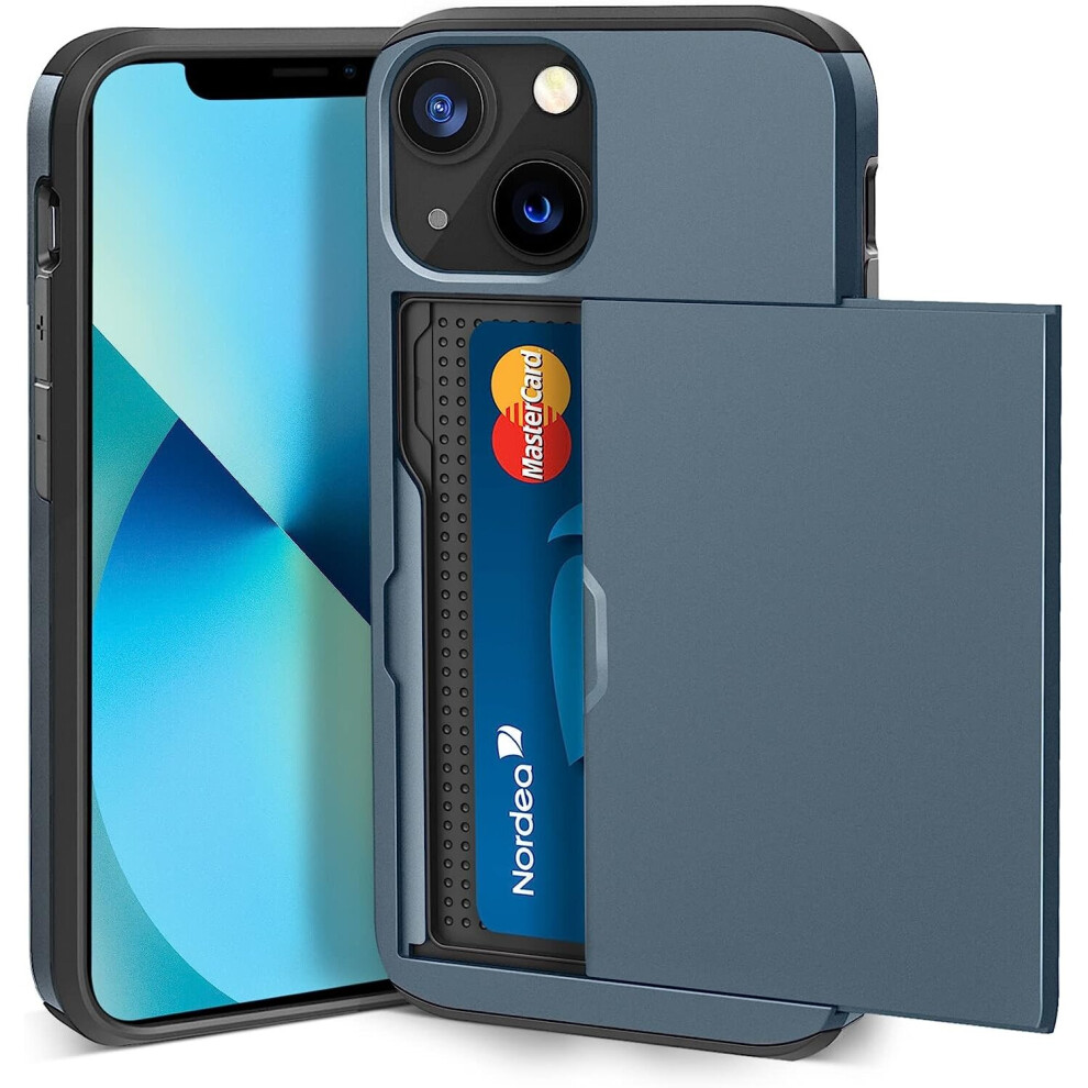 Compatible With Iphone 13 Case Shockproof Wallet Case Navy Blue 8366089222156
