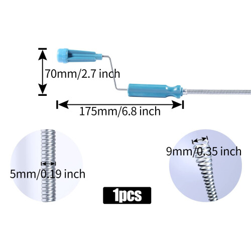 Drain Unblocker Wire Tools 2.6,m Professional Kitchen Sink Unblocker Tool 2