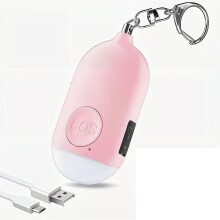 Safety Personal Alarm for Women, Rechargeable 130dB Siren with LED Flashlight (Pink)