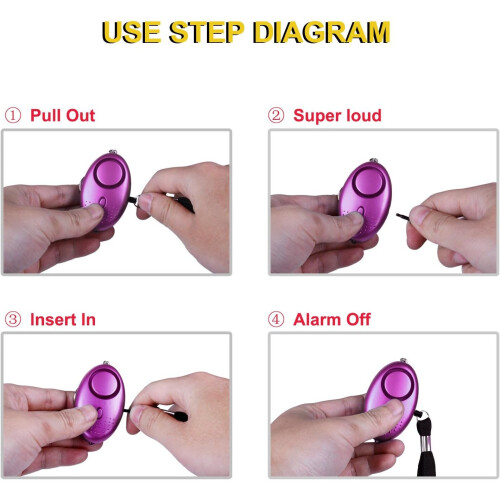 5 Pack 130db Personal Security Alarm Keychain with LED Light, Emergency Self Defense Security Siren 2