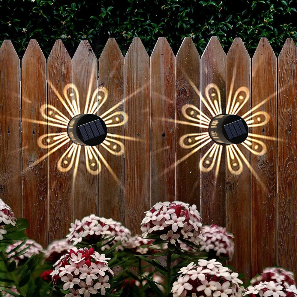 Solar Fence Lights, 2 Packs Solar Fence Deck Light Decorative Lamp  (Cold White)