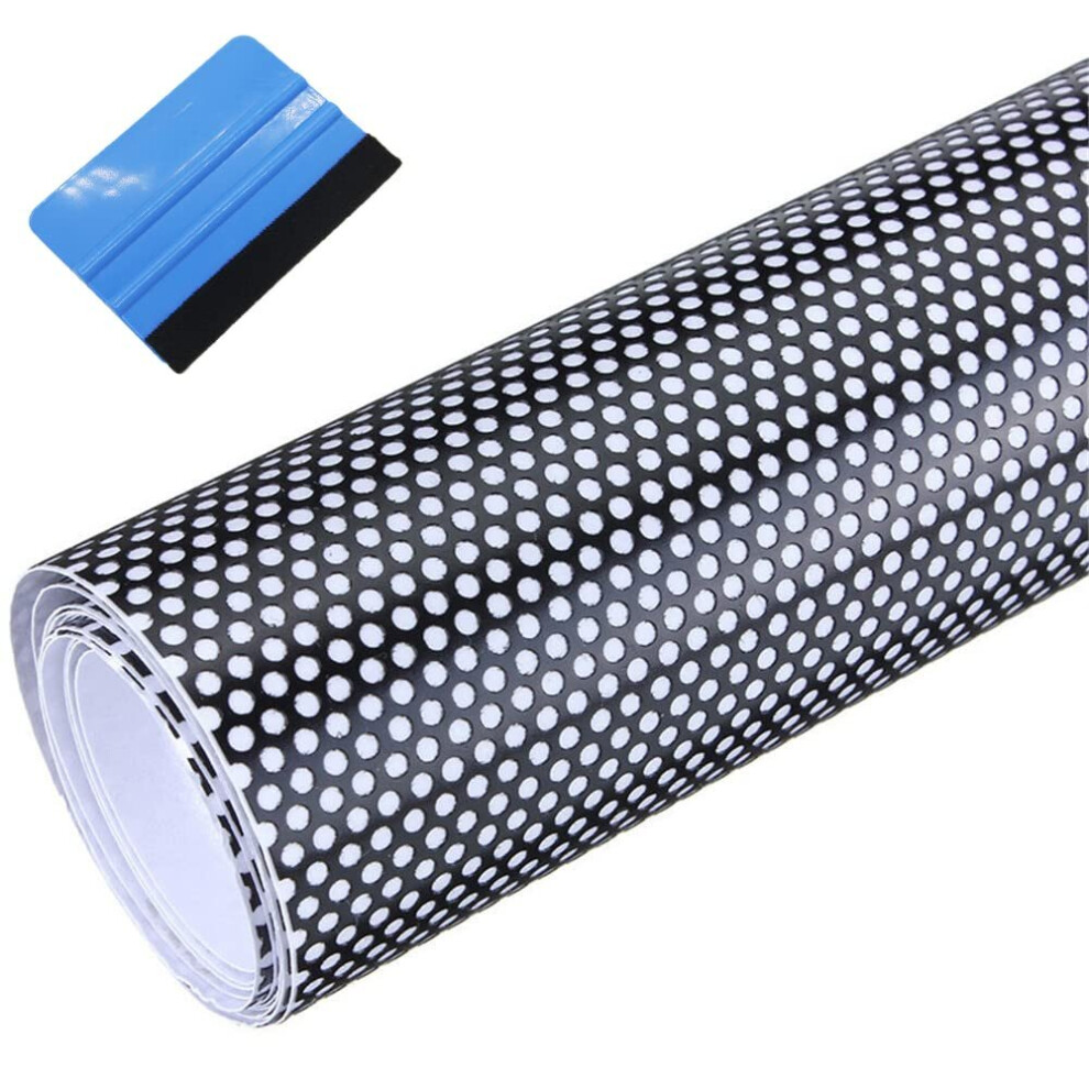 Perforated Vinyl Film Wrapped Car Sticker Decal Comes With Squeegee (30Cm X 106Cm) Black/Blue 8366089220862