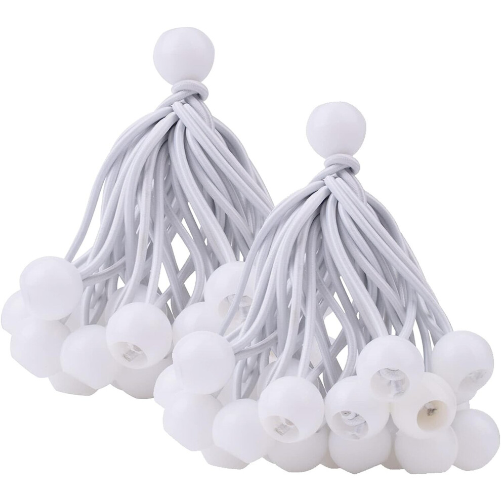 50Pcs Bungee Balls White 4Inch, Tarp Bungee Cords, Elastic Cord For Tents Flagpole 8366089220992