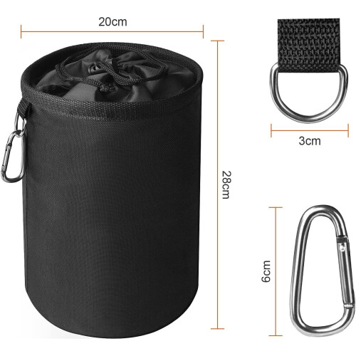 Peg Bag, Black Large Peg Bag with Closing Cord and Hanging Snap Hook 2