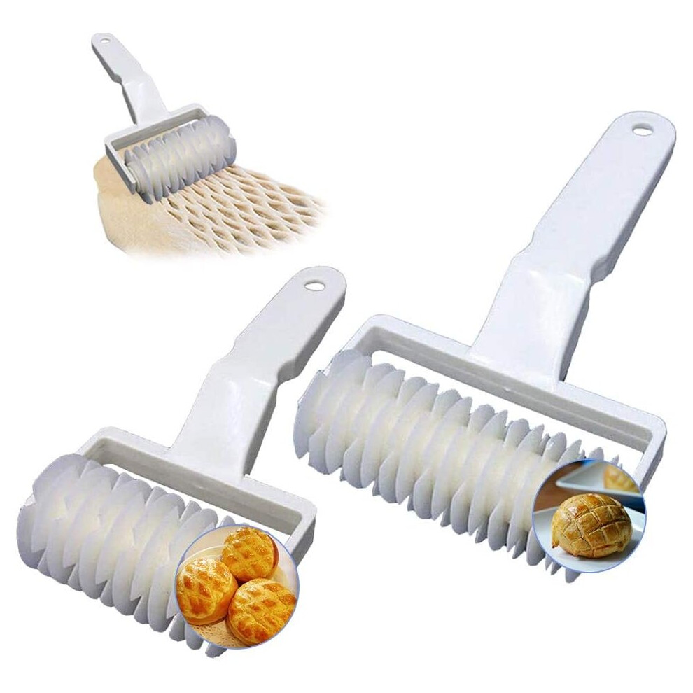 Yadong 2 Pack Lattice Pastry Cutter Set, Lattice Pastry Cutter Roller (2 Sizes) Cream/White