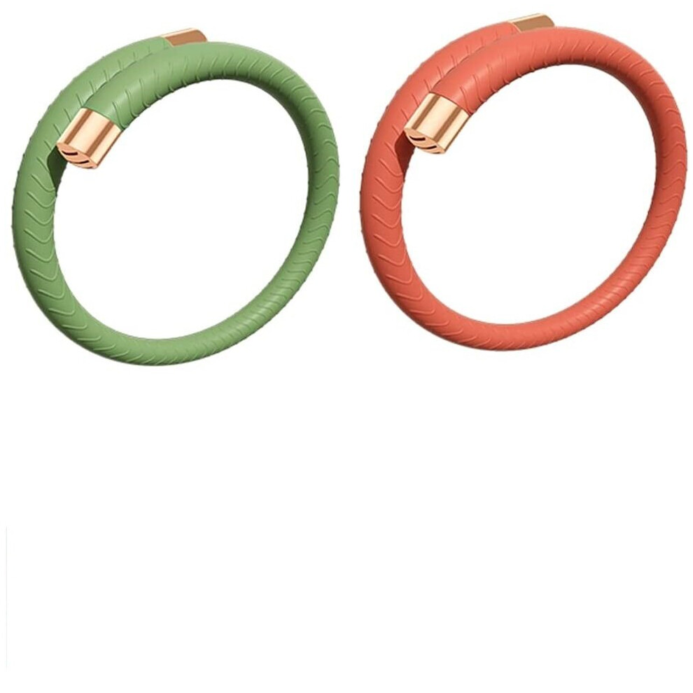 Yadong Green/Orange 2Pack Mosquito Repellent Bracelet Bands + 6 Sheets Mosquito Patches, Deet Free Insect Repellent Bands