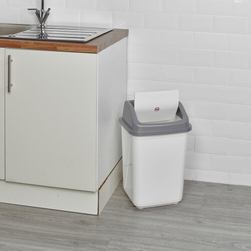 URBN Living (30L White/Grey) 5/20/30/50L Waste Recycling Bin Swing Lid Kitchen 2