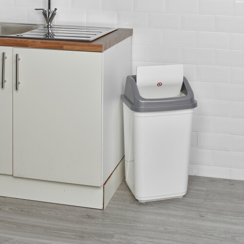 URBN Living (50L White/Grey) 5/20/30/50L Waste Recycling Bin Swing Lid Kitchen 2