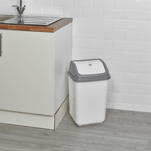 URBN Living (30L White/Grey) 5/20/30/50L Waste Recycling Bin Swing Lid Kitchen 1
