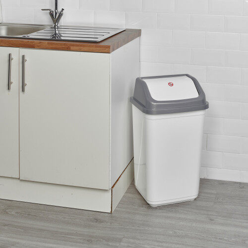 URBN Living (50L White/Grey) 5/20/30/50L Waste Recycling Bin Swing Lid Kitchen 1