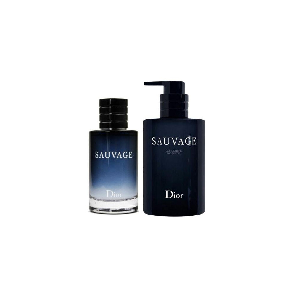 Sauvage 2 Pcs Set: 3.4 Eau De Toilette Spray + 8.4 Shower Gel (Hard)