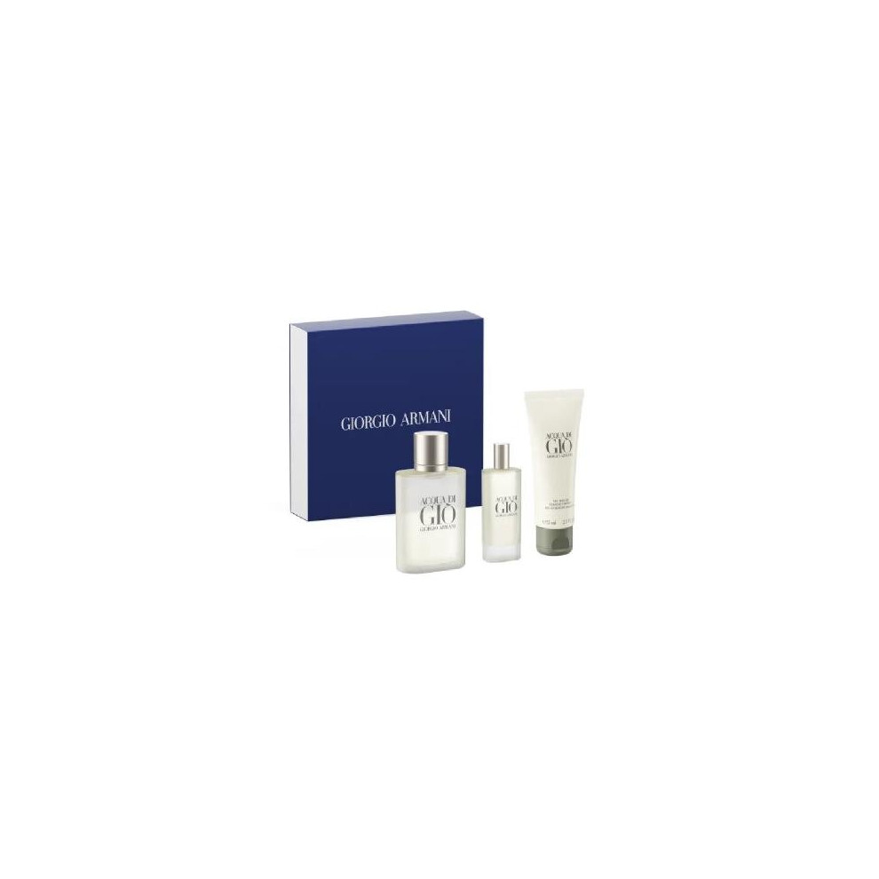 Giorgio Armani Acqua Di Gio 3 Pcs Set For Men: 3.4 Eau De Toilette + 0.5 Eau De Toilette + 2.5 Shower Gel