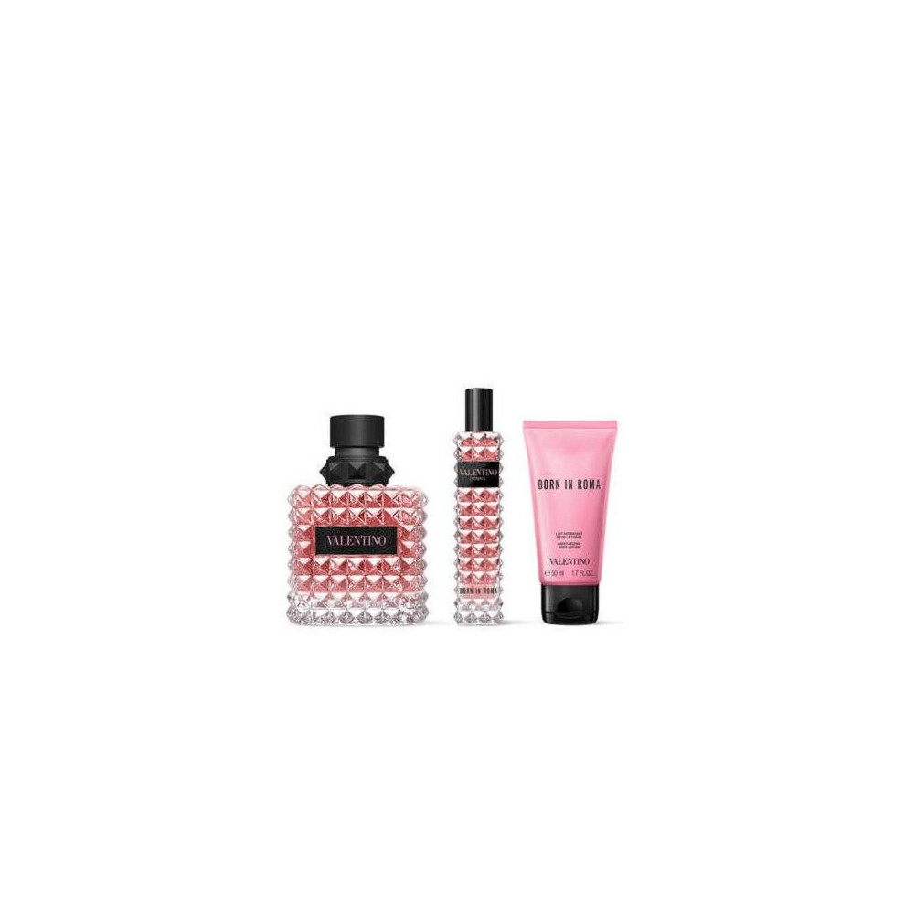 Valentino Born In Roma Donna 3 Pcs Set For Women: 3.4 Eau De Toilette + 1.7 Body Lotion + 0.5 Eau De Toilette