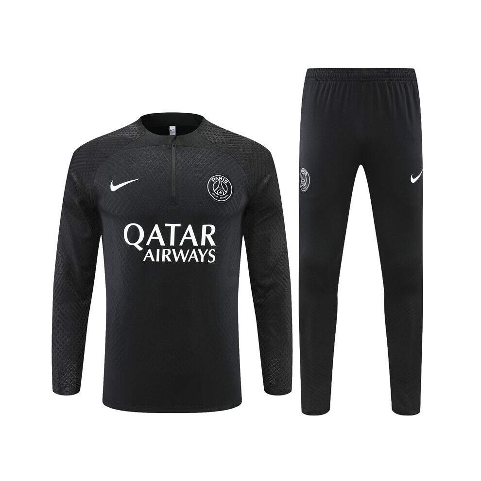 (S) 2022-23 PSG Player Edition Football Training Suit Long Sleeve Tracksuit All Black