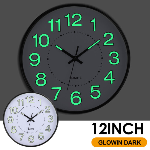 30CM Luminous Wall Clock Silent Non-Ticking Night Lights Clocks