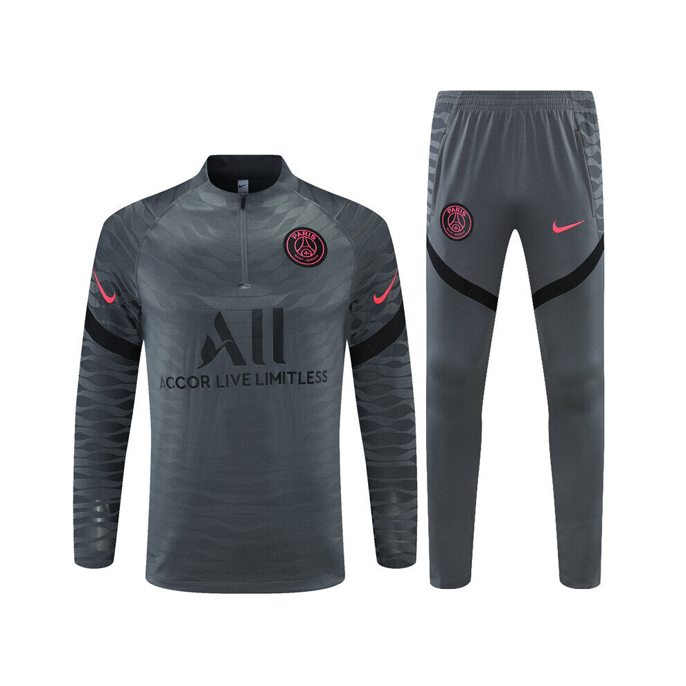 (S) 2021-22 PSG Football Training Suit Player Edition Long Sleeve Tracksuit Dark Gray