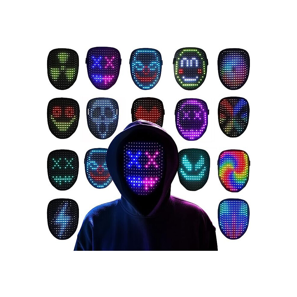 LED Mask Gesture Transforming Face LED Digital Light Up Mask Halloween