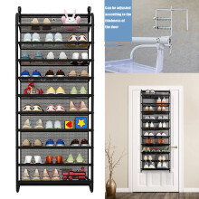 10 Tier 30 Pair Over Door Hanging Shoe Rack Organiser Stand Shelf Holder Storage