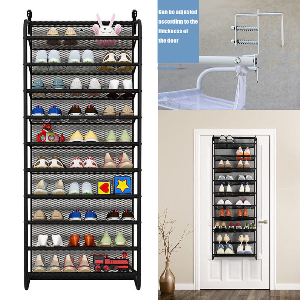 10 Tier 30 Pair Over Door Hanging Shoe Rack Organiser Stand Shelf Holder Storage