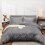 (King (230x220 cm)) Satin Stripe Duvet Cover 3PCS Grey Bedding Set 1