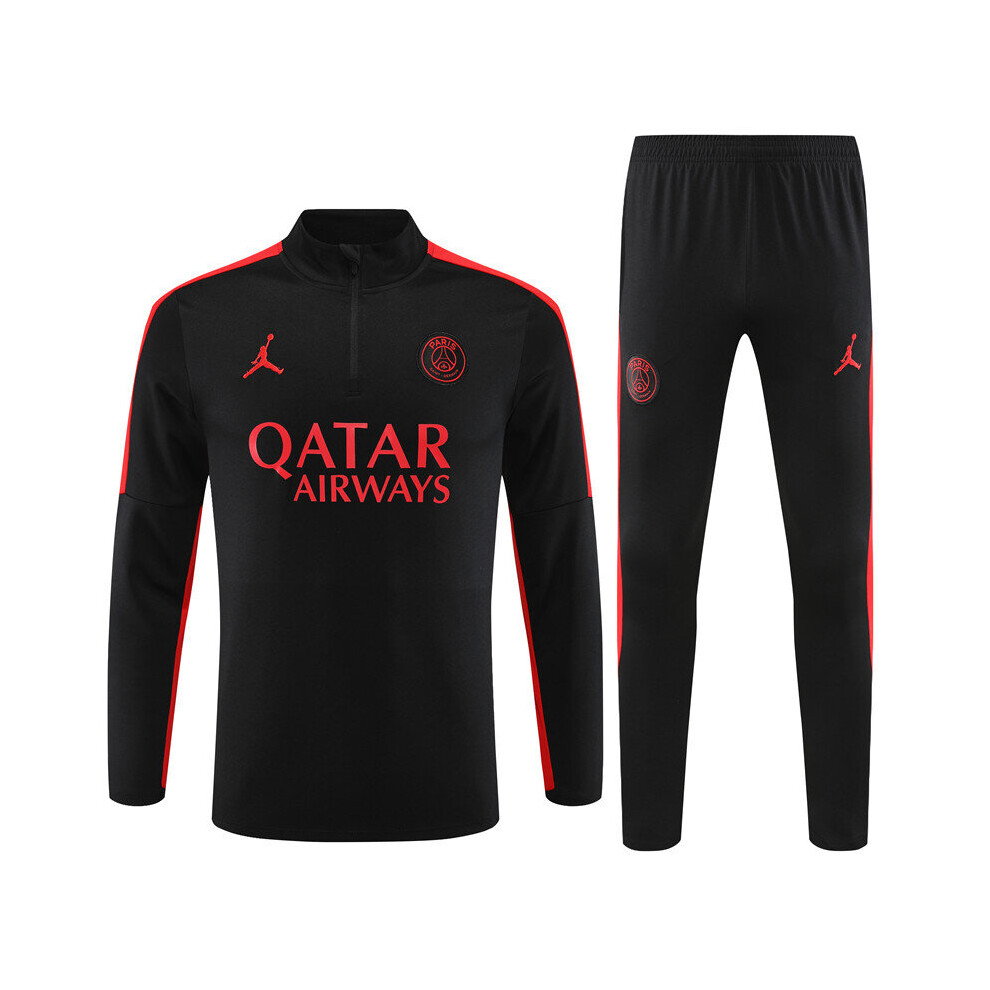 (M) 2023-24 PSG Football Training Suit Long Sleeve Tracksuit Color Matching Edition Black