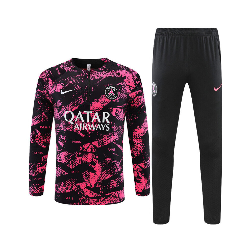 (S) 2022-23 PSG Football Training Suit Long Sleeve Soccer Tracksuit Pink/Black