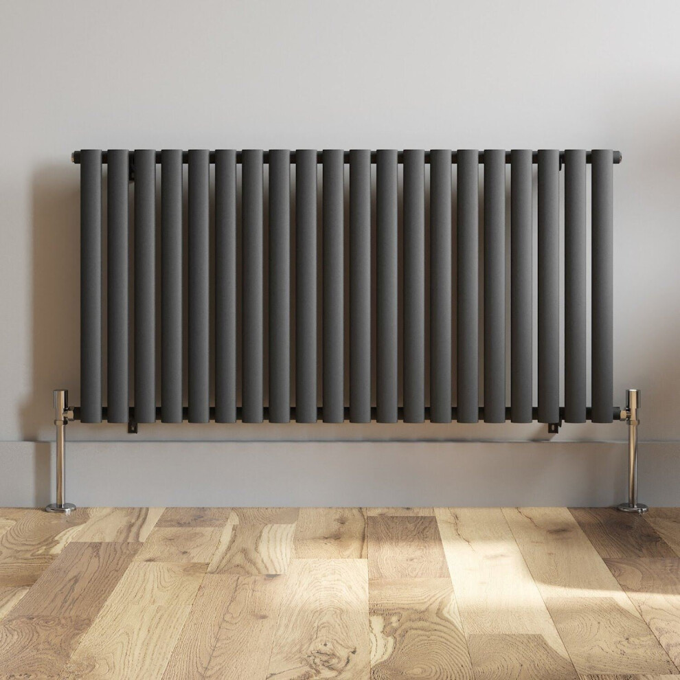 Anthracite Designer Radiator Horizontal Oval Column Single Panel Rad 600X1200mm 5056093654854
