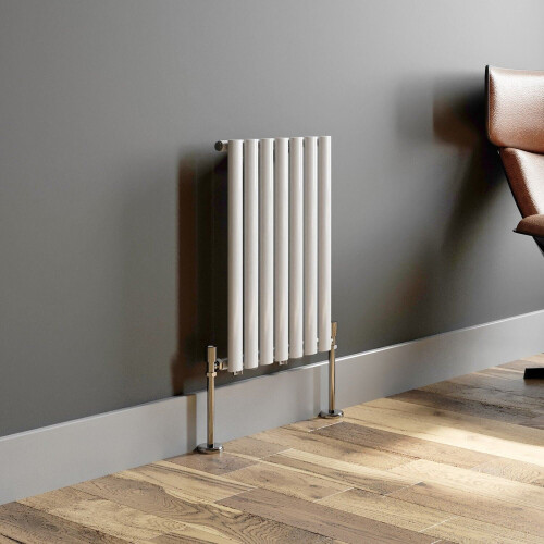 White Designer Radiator Horizontal Oval Column Single Panel Rad 600x420mm 1