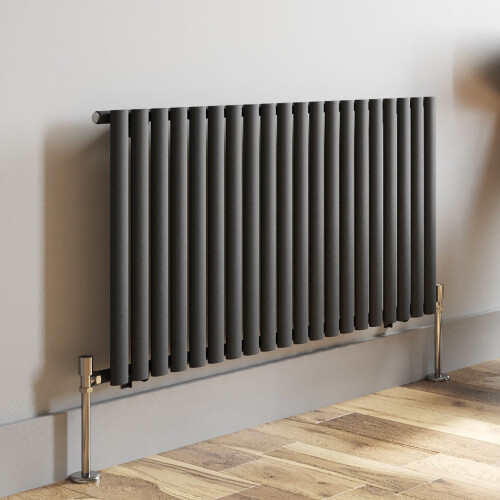 Anthracite Designer Radiator Horizontal Oval Column Single Panel Rad 600x1200mm 1