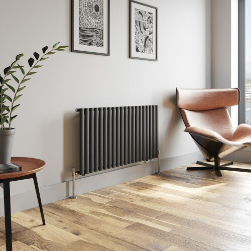 Anthracite Designer Radiator Horizontal Oval Column Single Panel Rad 600x1200mm 2