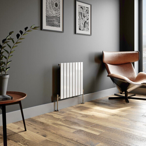 Modern Horizontal 600 x 600mm Radiator Heater Single Flat Panel Column White 2