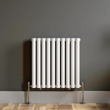 Modern Horizontal 600x600mm Radiator Heater Double Panel Oval Tube Column White
