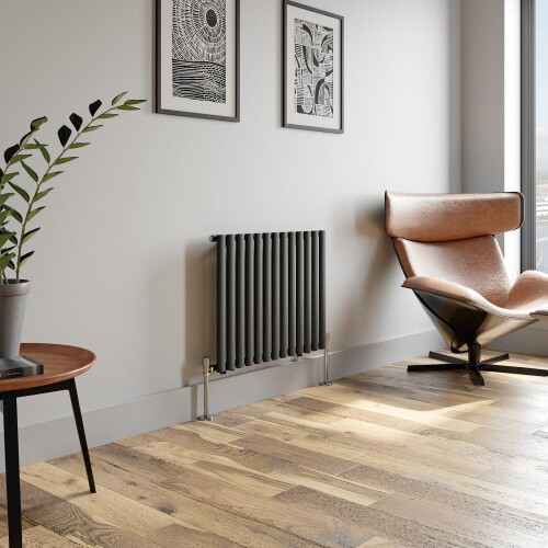 Horizontal Oval Column Designer Radiator Single Panel Rad Anthracite 600x780mm 2