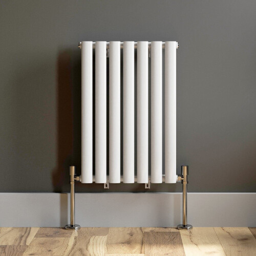 White Designer Radiator Horizontal Oval Column Single Panel Rad 600x420mm