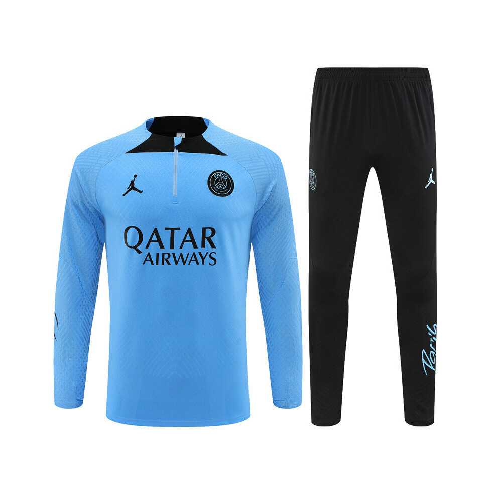 (S) 2022-23 PSG Player Edition Football Training Suit Long Sleeve Tracksuit Light Blue