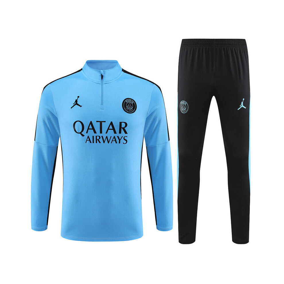 (M) 2023-24 PSG Football Training Suit Long Sleeve Tracksuit Color Matching Edition Blue