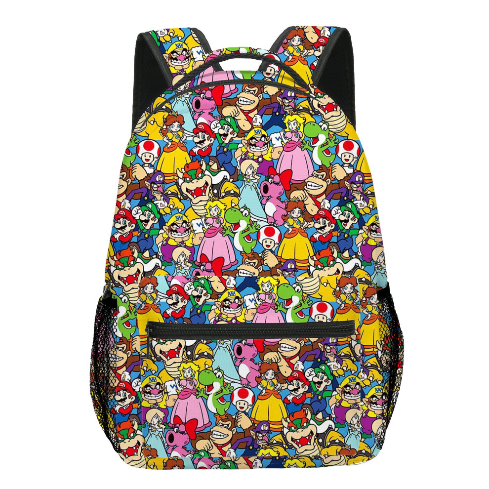 (StyleC) Super Mario Children Backpack Cartoon Game Print Large Capacity Schoolbag Casual