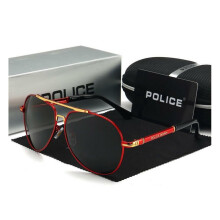 (Red+Gold) Mens Police Polarized Sunglasses 4 Colors with Box