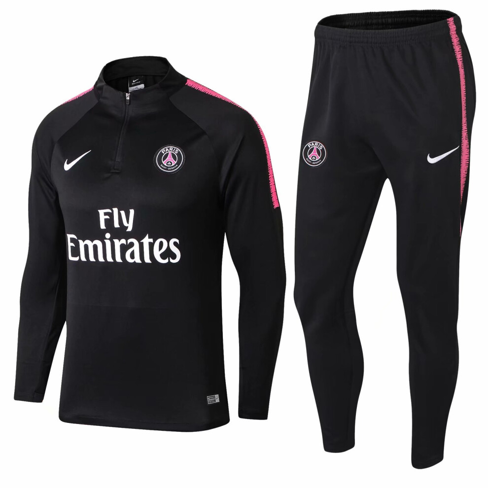 (M) 2018-19 PSG Football Training Suit Fan Edition Long Sleeve Tracksuit Black