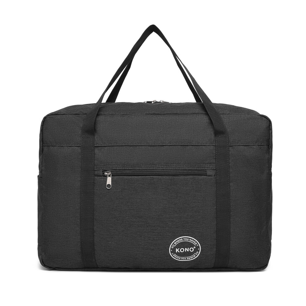 (Black) KONO Foldable Waterproof Storage Travel Handbag