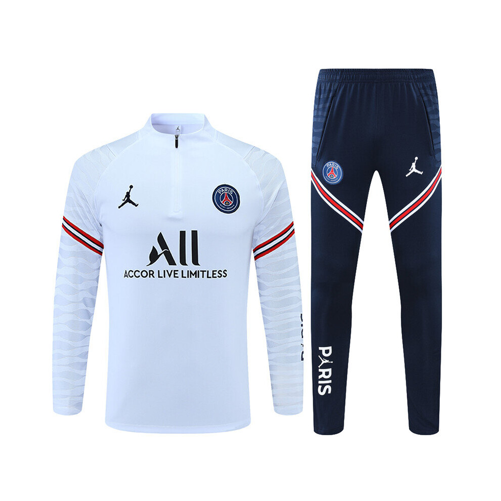 (M) 2021-22 PSG Football Training Suit Long Sleeve Tracksuit White