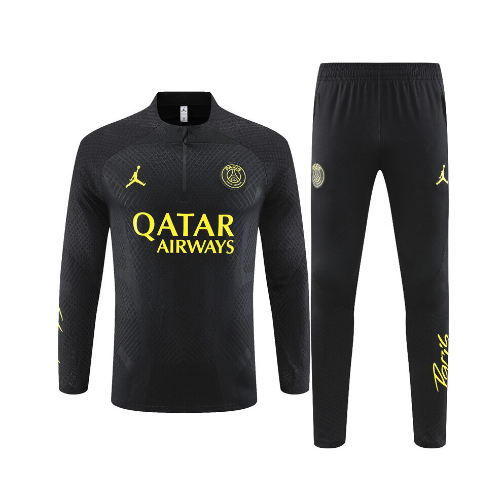 (L) 2022-23 PSG Player Edition Football Training Suit Long Sleeve Tracksuit Black/Yellow