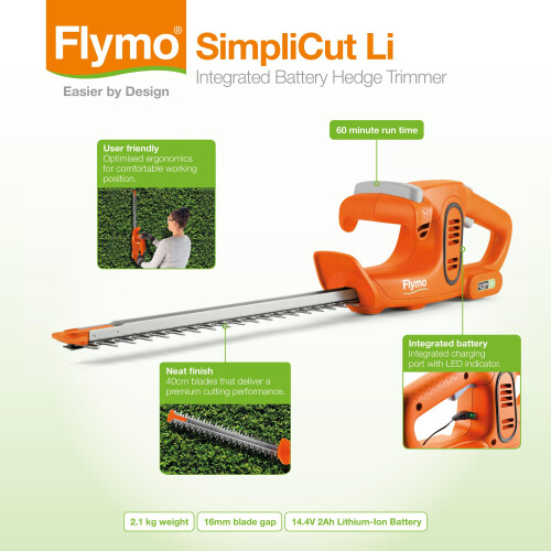 Flymo Flymo Simpli Cut Li Cordless Hedge Trimmer - 14.4V 1