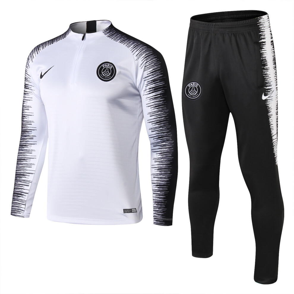 (M) 2018-19 PSG Player Edition Football Training Suit Long Sleeve Tracksuit White/Black