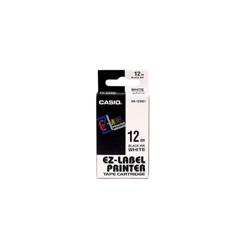 1 Pack - Casio XR-12WE1-W-DJ 12mm Black on White Tape