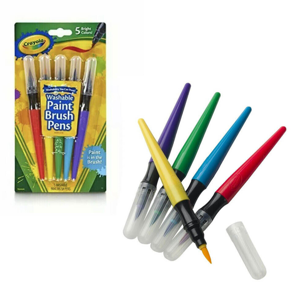 Crayola No-Drip Non-Toxic Paint Brush Pen Set, Set Of 5