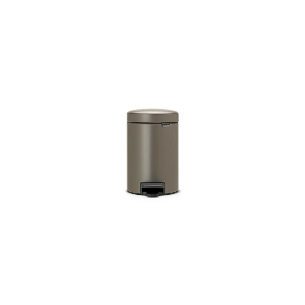 Brabantia Pedal Bin Newicon With Plastic Inner Bucket, 3 Litre - Platinum