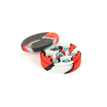 Metallic Dice Games LIC921 Silicone Round Dice Case - Red, Black & White